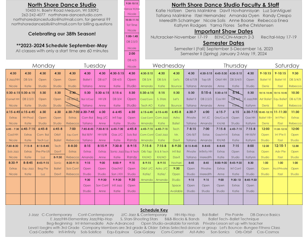 J-Motion Dance Academy — Schedule